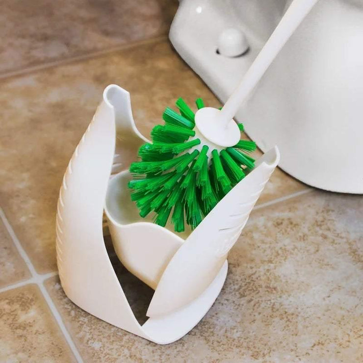 Designer Bowl Brush and Caddy Set White Green