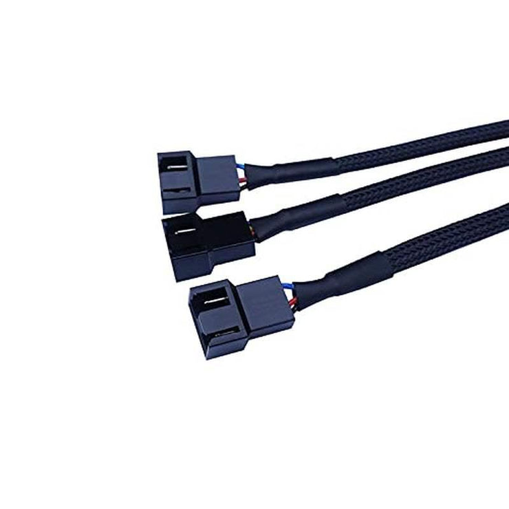 Endlesss PWM Fan Splitter Cable 4 Pin Black Sleeved Case Fan Splitter Cable 1 to 3 Converter Braided Y Splitter Computer PC Fan Extension Power Cable 10.5 Inches (4 Pack)