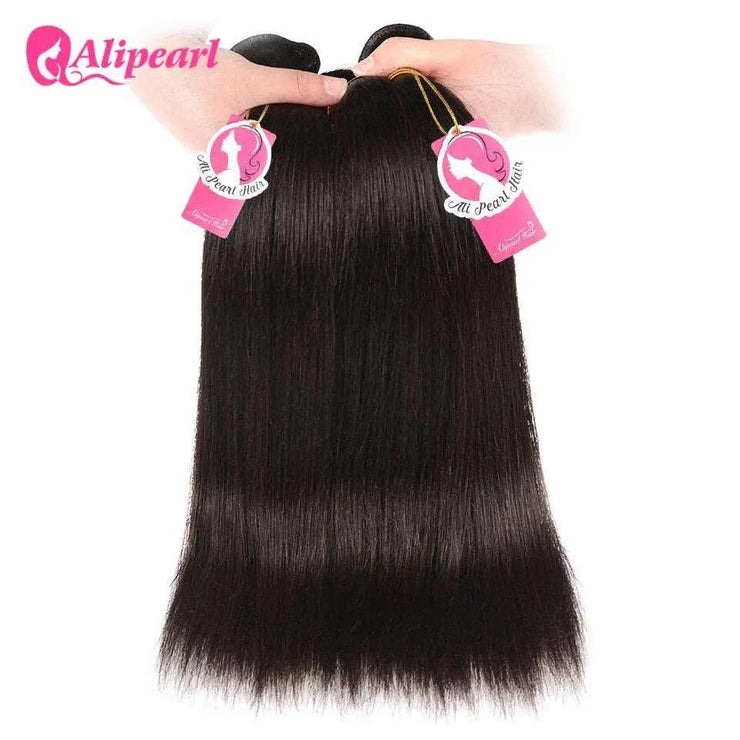 Alipearl Hair Brazilian Straight Hair Weave Bundles High Ratio Human Hair 3 or 4 Bundles Natural Black Remy Hair Extensions - AMP’ss