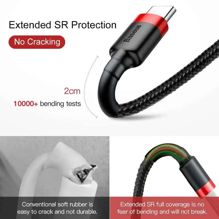 Baseus USB Type C Cable for Samsung S10 S9 Quick Charge 3.0 Cable USB C Fast Charging for Huawei P30 Xiaomi USB-C Charger Wire AMP’ss