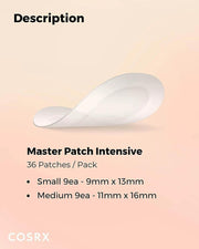 COSRX Master Patch Intensive 36 Patches | Oval-Shaped Hydrocolloid Pimple Patch with Tea Tree Oil | Quick & Easy Blemish, Zit, Spot Treatment | Salicylic Acid & Tea Tree Oil | Korean Skincare - AMP’ss