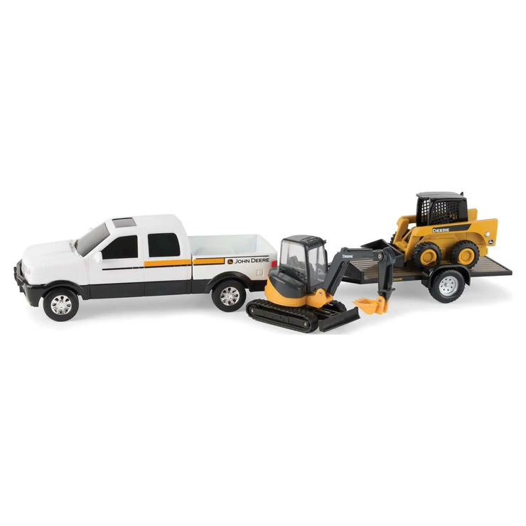 Construction Toy Set Pickup Truck, Trailer, Tracked Mini Hoe and Skid Loader Truck Vehicle Playset (4 Pieces) - AMP’ss
