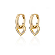 Cubic Zirconic Heart Earrings For Women 2024 Trending Gold Color Stainless Steel Earrings Piercing Ear Hoops Jewelry Gifts arete - AMP’ss