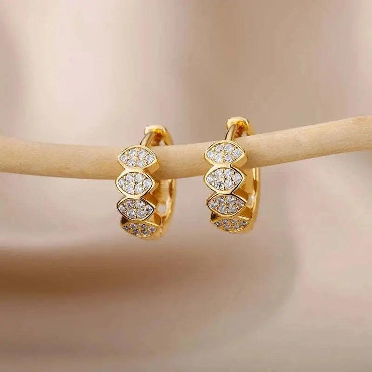Cubic Zirconic Heart Earrings For Women 2024 Trending Gold Color Stainless Steel Earrings Piercing Ear Hoops Jewelry Gifts arete AMP’ss