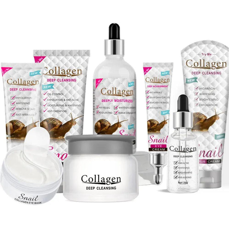 Disaar Snail Collagen Facial Care Kit Cleansing Repair Set Face Cleanser Face Serum Eye Cream Essence Brighten Skincare AMP’ss