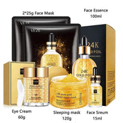 Facial Skin Care Set 24k Gold Skincare Mask Face Toner Cosmetic Women Skin Care Product Moisturizer Anti Wrinkle Skincare Kit - AMP’ss