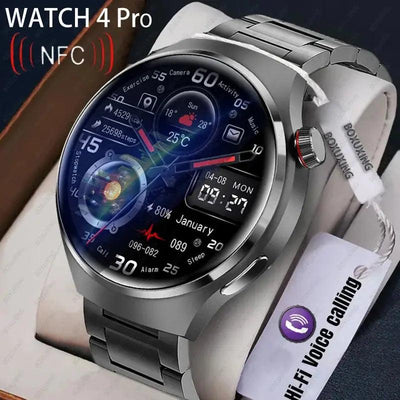 For Huawei Xiaomi NFC Smart Watches Men Watch 4 Pro AMOLED HD Screen Heart Rate Bluetooth Call IP68 Waterproof SmartWatch 2024 AMP’ss