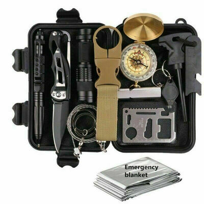 14 in 1 Outdoor Emergency Survival And Safety Gear Kit Camping - AMP’ss
